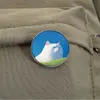 Broche Divertido de Gato Blanco Nube Insignia de Metal Accesorios para Ropa Pines de Solapa Patrón Geométrico Redondo Venta al por Mayor de Fábrica