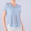 Verão Pequeno Decote Em V Fresco Solto Emagrecimento Respirável Manga Curta T-shirt Blusa Esportiva Fitness Top Roupas de Yoga Manga Curta