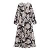 Outono 2025 Nova Moda Casual Solto Emagrecimento Rayon Estampado Solto Boêmio Vestido Casual Feminino