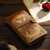 Cuaderno de Viaje Retro A6 con Sello de Tarjeta, Hojas Sueltas, Correa, Portátil, Extraíble, Personalidad, Creativo