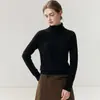 Estilo simples 100% caxemira pura malha sem costura suéter de gola alta feminino versátil slim fit mostra corpo fino suéter de base