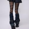 Funda de pierna de mezclilla con cuerno marea y2k cultura asiática calcetines de pierna ancha apilados chica caliente del milenio calcetines para pantorrilla calcetines de encaje para mujer