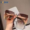 Novedad Gafas de Sol Sin Marco para Mujer Verano Protección Solar Protección UV Ins Street Photoshoot Tendencia Cara Grande Adelgazantes Gafas de Sol de Alta Calidad
