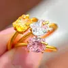 Anillo Único de Diseñador Vintage Dorado Lindo Gato Kt con Diamante Grande Brillante, Anillo Cerrado de Lujo Ligero para Dedo Índice, Venta al por Mayor para Mujeres