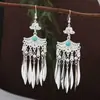 Pendientes Miao Étnicos de Borla Larga Estilo Nuevo, Pendientes Exagerados de Declaración de Moda Estilo Étnico de Plata Miao de Lujo Ligero