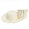Chapéu de Palha Infantil com Borda Ondulada de Menina para Verão, Chapéu de Praia Versátil para Viagem, Chapéu de Sol com Bolsa