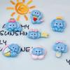 Animal de dibujos animados lindo superficie brillante Pequeño elefante Bola palabra tarjeta crema pegamento teléfono funda horquilla cuerda de pelo accesorios de resina DIY