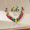 Set de Collar con Gancho de Oreja de Espiga de Trigo de Zircón de Color Vintage Usado Joyería de Lujo Ligero con Sensación de Alta Gama Diseño de Nicho