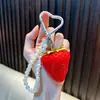 Chaveiro pingente de maçã simulada com contas criativas, fofo estilo ins para casal, chaveiro de bolsa de carro, pequeno acessório