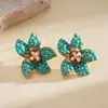 Brincos de Estrela-do-Mar com Strass Cruzados Europeus e Americanos, Brincos Únicos e da Moda em Estilo Vintage, Acessórios de Orelha Exagerados de Nicho de Alto Padrão para Mulheres