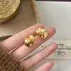 Pendientes Retro de Nicho Dorados de Doble Círculo a Cuadros para Mujer, Pendientes de Lujo Ligero de Gama Alta, Nuevo Estilo Caliente 2026