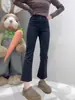 Nuevos Jeans Acampanados Negros de Cintura Alta Talla Grande para Mujer Otoño 2025, Pantalones Acampanados Crop Adelgazantes para Talla Grande