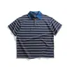 Beijie Moda Masculina 2026 Verão Nova Camisa Polo Listrada Patchwork Masculina Tendência Gola Lapela Manga Curta Camiseta Manga Meia