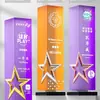 Troféu Criativo de Cristal com Colunas Gravadas, Troféu Quadrado de Premiação, Troféu de Cristal Preto, Medalha, Asas de Pena, Cubo Mágico Impresso em Cores