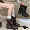Botas Martin de suela gruesa color café estilo británico para mujer, nuevo otoño 2026 Maillard Xizang botas cortas de vaquero occidentales