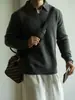 Suéter de Punto Canalé Falso de Dos Piezas con Cuello Ribeteado de Terciopelo Ártico Estilo Old Money para Hombre, Suéter Ligero de Negocios Casual Primavera 2026