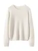 Kangbaolai Suéter Delgado de Seda Cachemira 75% Cachemira 25% Seda de Morera Cuello Redondo Plano Manga Larga Camiseta Básica para Mujer