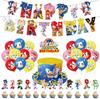 Nuevo Set de Decoración para Fiesta de Cumpleaños de Sonic Bandera Bandera para Pastel Mantel Globo Suministros para Arreglo de Ambiente Festivo