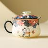 Taza de Té de Cerámica Blanca Mineral de Roca Mariposa Amor Flor Gato Lindo Taza de Té Taza de Té Café Taza para el Hogar Taza de Café con Tapa