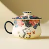 Taza de Té de Cerámica Blanca Roca Mineral de Fábrica Mariposa Amor Flor Gato Lindo Taza de Té Café Taza Taza con Tapa Taza de Café
