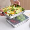 Recipiente de Acero Inoxidable Rectangular Cuadrado con Tapa Especial para Refrigerador Caja de Almacenamiento de Fruta Multifuncional Plato para Toalla