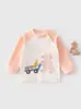 Ropa de Algodón Puro para Bebé de Otoño, Ropa Interior Estampada para Bebés, Sudadera con Dibujos Animados para Bebés y Niños Pequeños, Capa Base para Primavera y Otoño, Sudadera Camiseta con Abertura en el Hombro