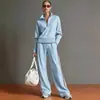 Conjunto Fashion Casual Esportivo Feminino de Moletom Color Block com Gola Alta e Calça Wide Leg - Novidade Outono/Inverno 2026 - Venda Cruzada Amazon
