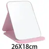 Espelho de maquiagem dobrável cor creme com tampa flip, espelho de maquiagem em couro PU para dormitórios de estudantes e mesas de escritório, fabricante