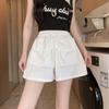 Shorts Cargo Americanos de Secado Rápido para Mujer Verano Nuevo Cintura Alta Cordón Bolsillo Grande con Solapa Pantalones Línea A Ropa Exterior Deportiva Shorts de Pierna Ancha