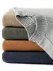Suéter 100% cachemira pura para hombre, engrosado, cuello medio alto, hombro raglán, camisa base de punto de cachemira casual de negocios, suéter para hombre