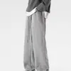 Pantalones Casuales de Cordón Retro Americano para Hombre Nuevos Simples Modernos Holgados Versátiles Deportivos Pierna Recta Largos Ropa para Hombre
