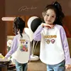 Nova Camiseta de Manga Longa Color Block Estilo Coreano para Meninas, Base para Primavera e Outono, Top Elegante de Outono Slim Fit para Crianças