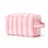 Bolsa de Cosméticos Rayada Transfronteriza de Alto Valor con Gran Capacidad para Almacenamiento de Cosméticos, Bolsa de Artículos de Tocador Ligera de Mano para Viajes al Aire Libre
