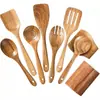Espátula de Madeira de Acácia Conjunto de Utensílios de Cozinha Conjunto de Ferramentas de Cozinha Escumadeira Colher Colher de Sopa Colher Escorredora Colher de Arroz Conjunto de Colheres para Macarrão Transfronteiriço