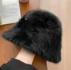 Chapéu de Pescador de Pelúcia com Laço de Tricô de Pelo de Coelho Estilo Japonês para Mulheres, Outono e Inverno Quente Proteção de Orelha Versátil Afina o Rosto Tendência