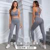 Confortável, Redutor de Pressão, À Prova de Choque, Suporte para o Peito, Levanta e Modela, Alças Largas, Redução Lateral do Busto, Calça Longa, Ajustada ao Corpo, Conjunto Esportivo Abotoado