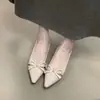 Zapatos elegantes de tacón de cuña de charol con punta de doble uso, nuevos tacones altos con diseño calado de primavera-verano