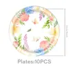 Suministros para Fiesta de Té Más Populares de Amazon Juego de Vajilla Mariposa Primaveral Flor Silvestre Decoración de Mesa de Cumpleaños Bandera