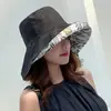 Sombrero de Pescador de Doble Cara para Mujer, Tendencia de Verano Versátil Estilo Japonés Cubre Rostro, Salida a la Playa, Ala Ancha, Protección Solar, Transpirable
