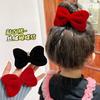 Accesorios para el cabello de red roja para niños, horquilla con lazo de textura de terciopelo, lindas niñas que no dañan el cabello, horquilla para el cabello roto, tocado
