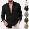 2026 Nueva Camisa para Hombre Talla Europea Moda Ropa de Trabajo Casual Multibolsillos Camisa de Manga Larga Hombre