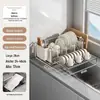 Escurridor de Platos Estilo Japonés Estante Escurridor para Fregadero de Cocina Encimera Cesta para Escurrir Cuencos y Palillos Estante de Almacenamiento Escurridor de Platos Estante para Almacenar Platos