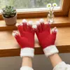 Luvas de Tricô Quentes de Inverno para Crianças Mitenes Fofos Vermelhos à Prova de Frio para Meninas e Bebês Presentes de Natal para Adultos