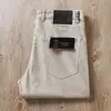 Estación Europea Verano Delgado Tencel Algodón Sarga Transpirable Lavado Elástico Recto Cinco Bolsillos Hombres Pequeño Recto Pantalones Casuales