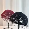 Sombrero Hueco con Borlas Estilo Bohemio para Mujer, Verano, Viajes, Fotografía, Ambiente Retro, Suéter de Punto