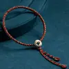 Prata 925 Buda de Natal Corda Colorida Corda Vermelha Pulseira Xizang Nove-Carregando Nó de Diamante Corda de Mão Tecida à Mão Fio de Cinco Cores