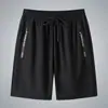 Shorts casuais de seda gelada para o verão masculino, calças de ar condicionado elásticas, shorts esportivos de secagem rápida para jovens plus size, calças leves em estoque