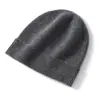 Gorro de Punto Grueso Cálido para Exteriores Unisex de Cachemira Otoño Invierno Color Sólido Casual con Puño