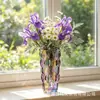 Jarrón de Cristal de Bohemia Vidrio de Gama Alta Arreglo Floral Rosa Hidropónica Lirio Flor Decoración para Sala de Estar y Dormitorio