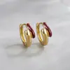 Brincos esmaltados vintage estilo francês com esmalte de gota em vermelho vinho, brincos de Ano Novo, delicados e modernos, artísticos e únicos, outono e inverno Maillard